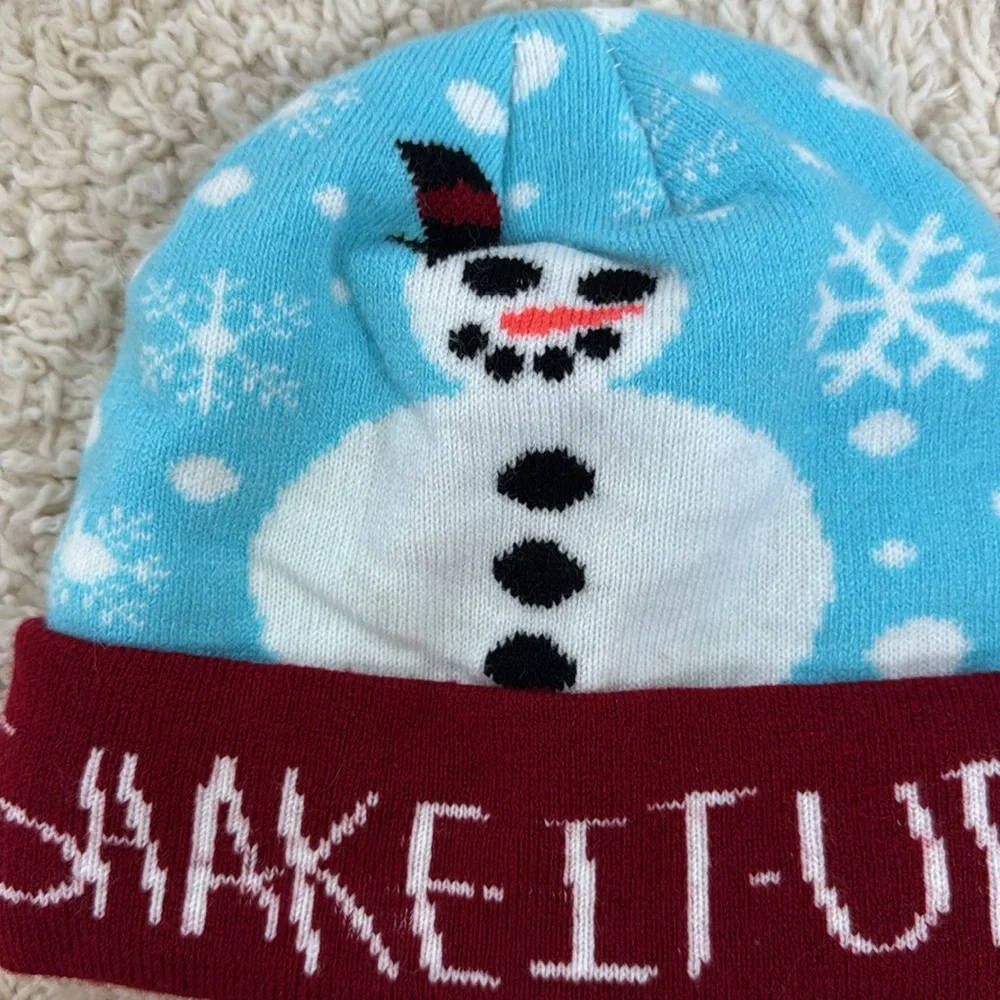 OSFM Christmas Beanie One Size Kids Knit‎ Unisex Snowman